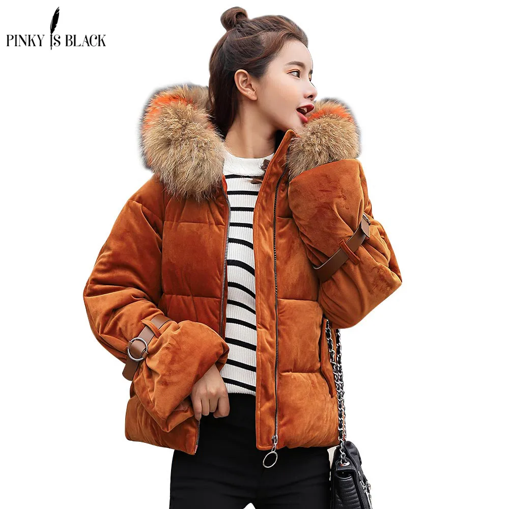 

Pinky Is Black 2018 winter jacket women short cotton-padded Hooded jacket parka female wadded jacket outerwear winter coat women
