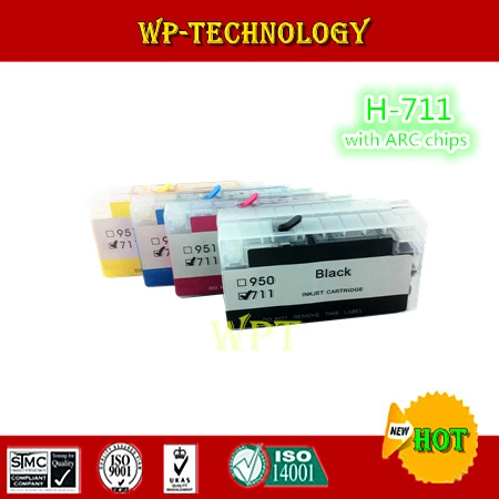

Dye refillable cartridge suit for Hp711 , suit for Hp designjet T120 T520 , full ink ,with ARC chips