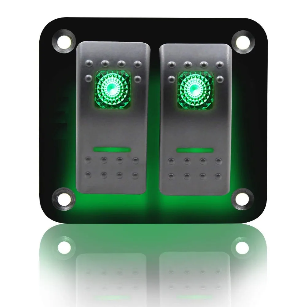 Rocker Switch Aluminum Panel 2 Gang Toggle Switches Dash 5 Pin ON/OFF 2