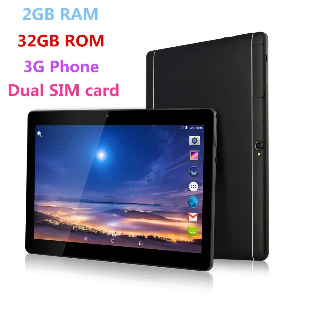 

10 Inch 3G Phablet Android 7.0 Quad Core 32GB ROM 2GB RAM Call Phone Tablet PC, Unlocked Dual Sim Card Slots, Bluetooth, GPS,