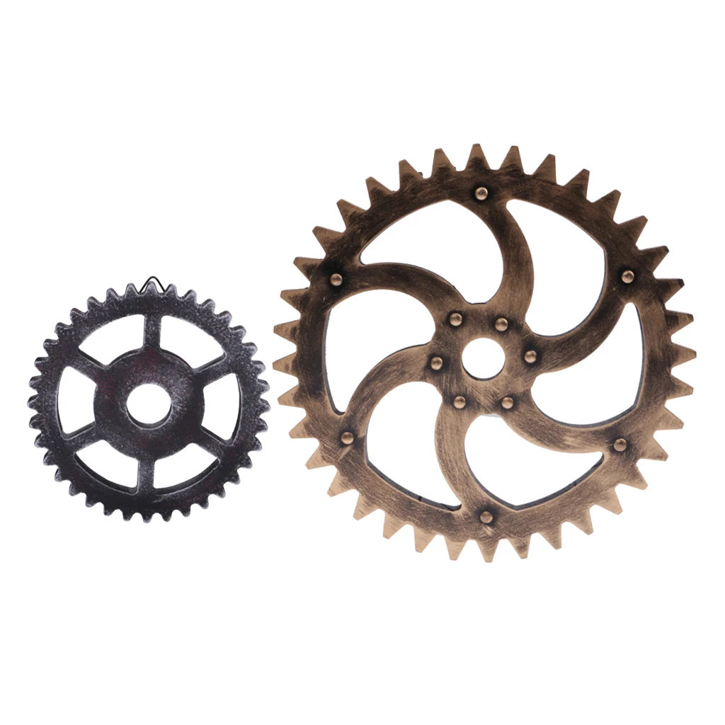 2PCS Vintage Steampunk Gear Wheel Wall Art Decorations Best Gift 29/12cm Garden Decor