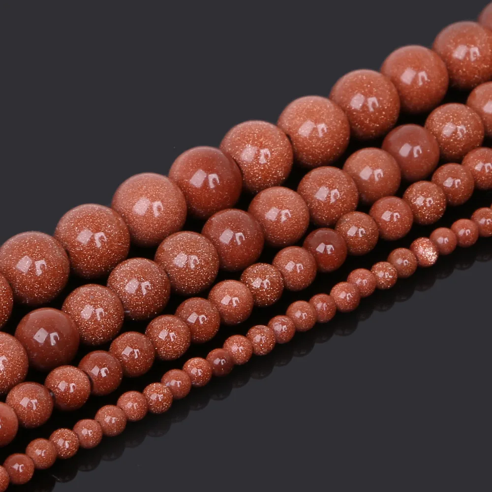 

DIY Gold Sand Loose Beads For Bracelets & Necklaces Jewelry Making Select Size 4/6/8/10mm