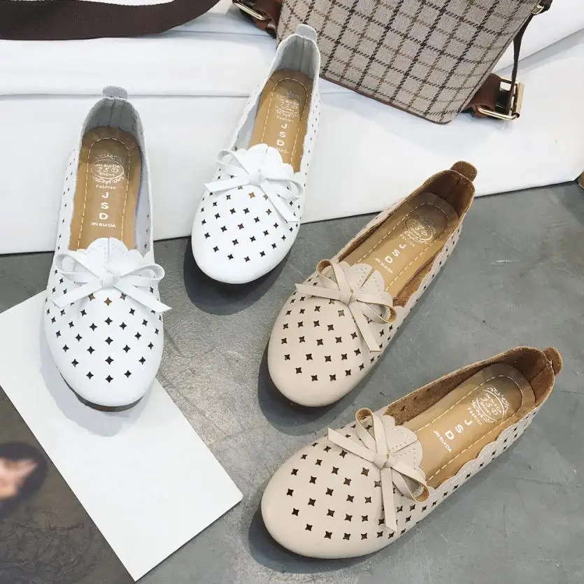 

Women Spring/Autumn Hollow Basic Flat Soft Bottom Outdoor Leisure Single Shoes Peas Boat Shoes Running Shoes Sports Shoes 35