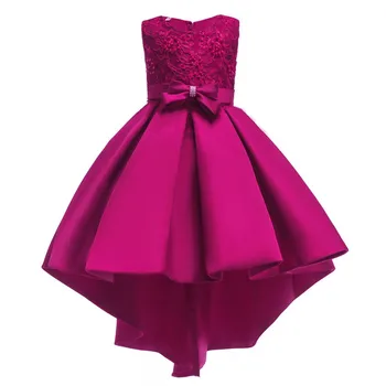 

new Year Kids Girls Elegant Wedding Beaded Flower Girl Dress Princess Party Pageant Formal Long Sleeveless Lace Tulle Dress