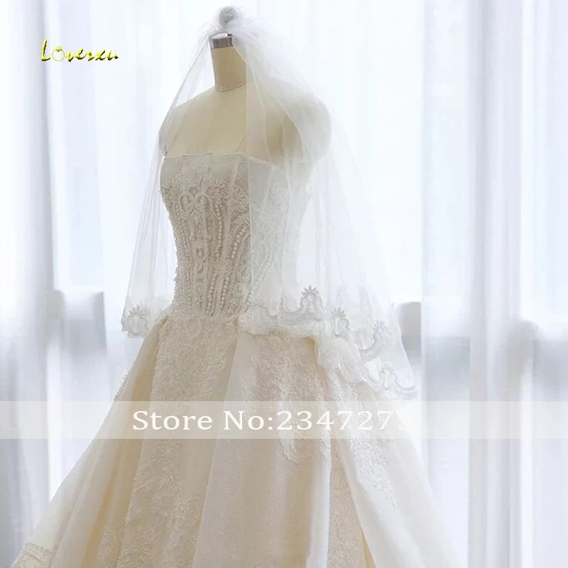 Loverxu Vestido De Noiva пикантные StraplessA линии Свадебные платья элегантный спинки аппликации бисером жемчуг свадебные платья в стиле винтаж