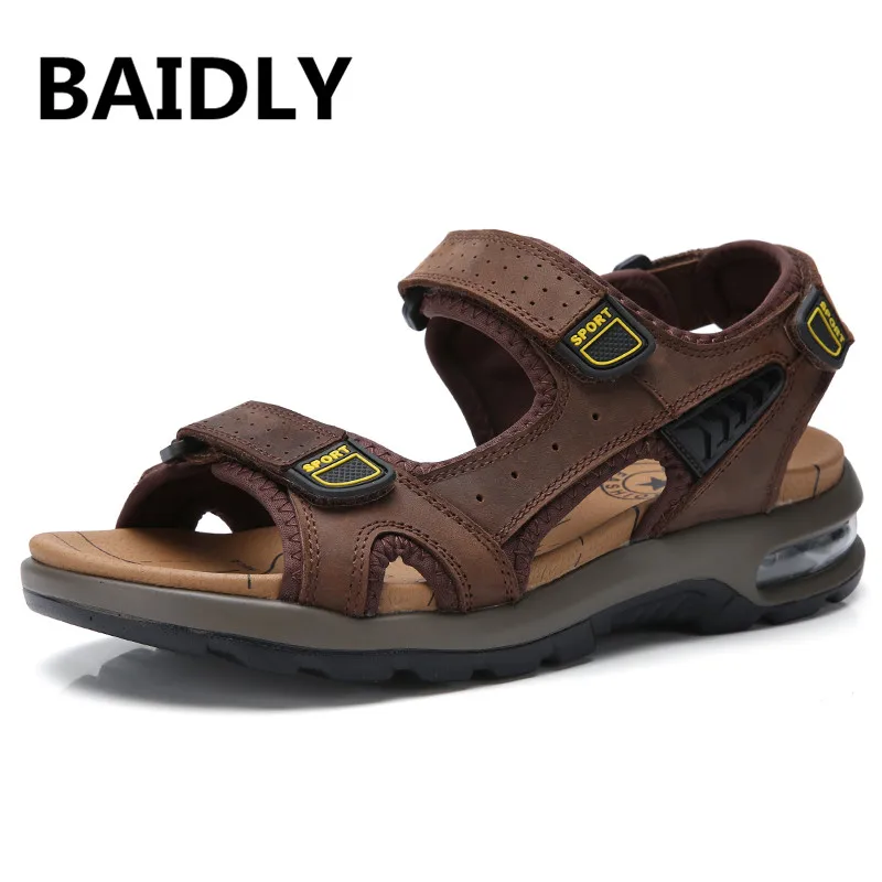 Comfortable Handmade Men Sandals Genuine Leather Sandals Soft Summer Men's Shoes Retro Casual