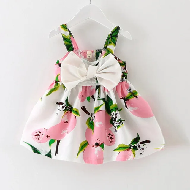 Платье для малышей; коллекция года; сезон лето; Лидер продаж; милое платье без рукавов с бантом для девочек; Новое Детское платье с принтом; платья принцессы - Цвет: C01-pink