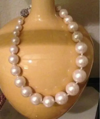 

huij 001103 cost price 12mm natural south sea white pearl necklace