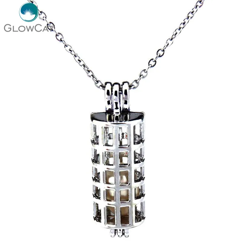 Creative Cross Cylinder Freshwater Pearl Cage Trendy Necklaces Pendants Perfume Essential Oil Locket Necklace KKP193 | Украшения и
