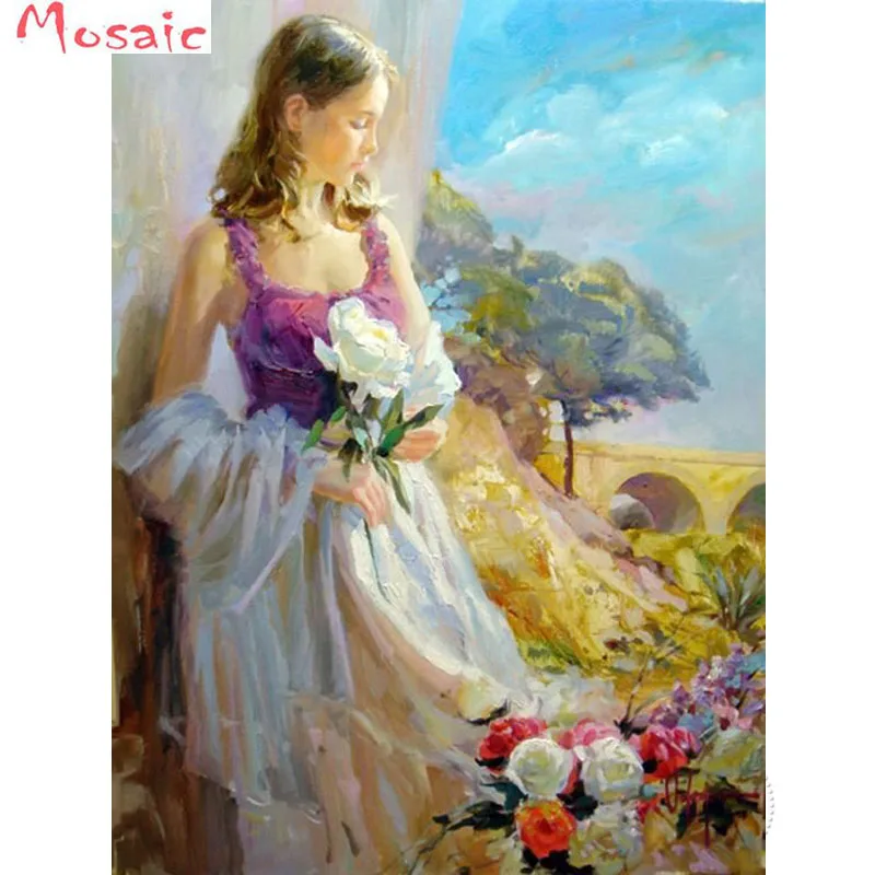 

full square round drill Diamond Painting Flowers and woman Cross Stitch kits Home Decoration Diamond Embroidery diamond Mosaic