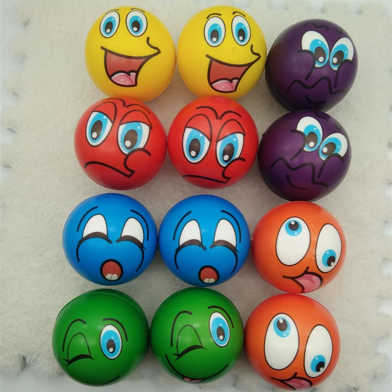 

6.3cm Squeeze Stress Balls Grimace Smiling Laugh Face Soft Foam PU Squishy Balls Toys for Kids Children Adults