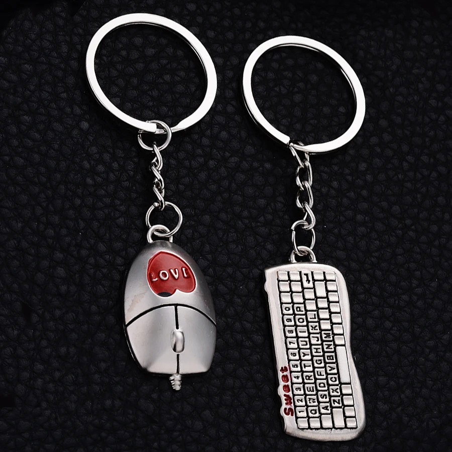 Novelty Items Mouse &Keyboard Lovers Keychain Car Keyring Unisex Metal