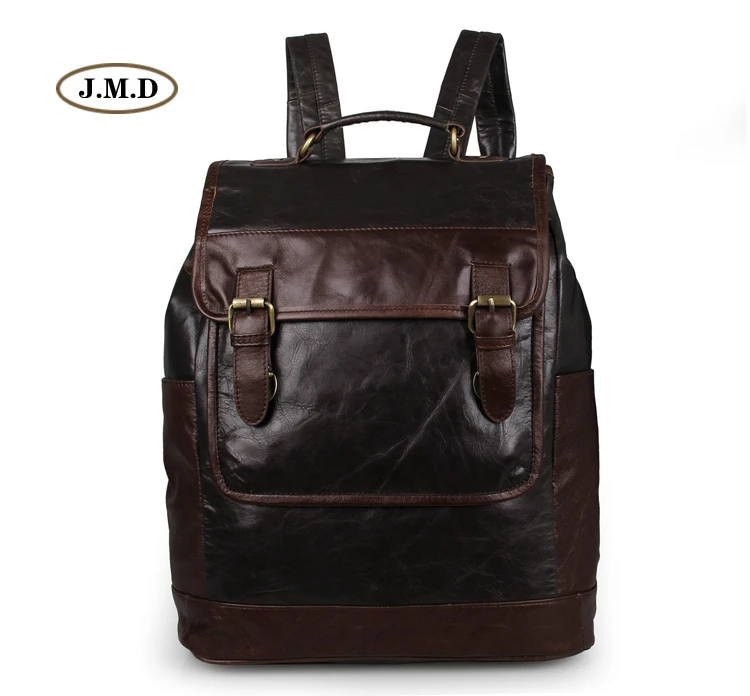 

J.M.D New Style Genuine Leather Grey+Coffee Color Small Backpack for Daily Rucksack Unisex Fashion Schoolbag Travel Bag 7305J