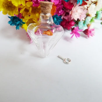 

new style 30x22mm glass bottle &cork&eyehook for diy charm oil necklace pendant accessories--100pcs