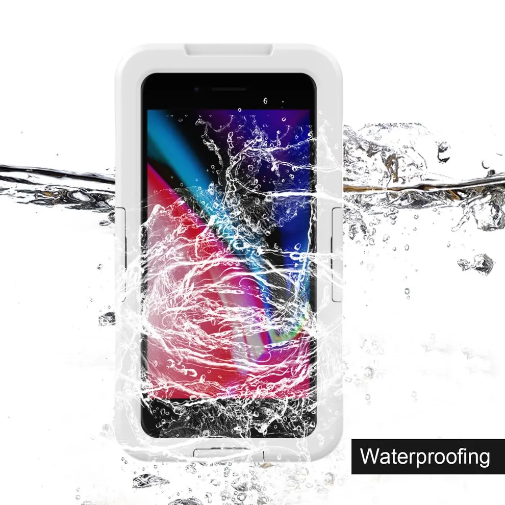 

Lightweight Waterproof Smartphone Case White Shockproof Soft Silicone Full Protective Case Cover Suitable for iPhone 7 Plus