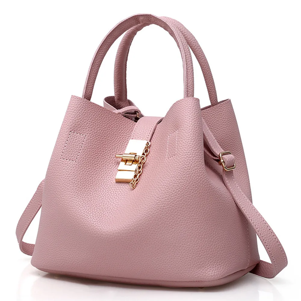 2 шт. женские модные кожаные сумки через плечо булочки мать сумка с сумочкой сплошной цвет простота руки мешок основной Femme#15