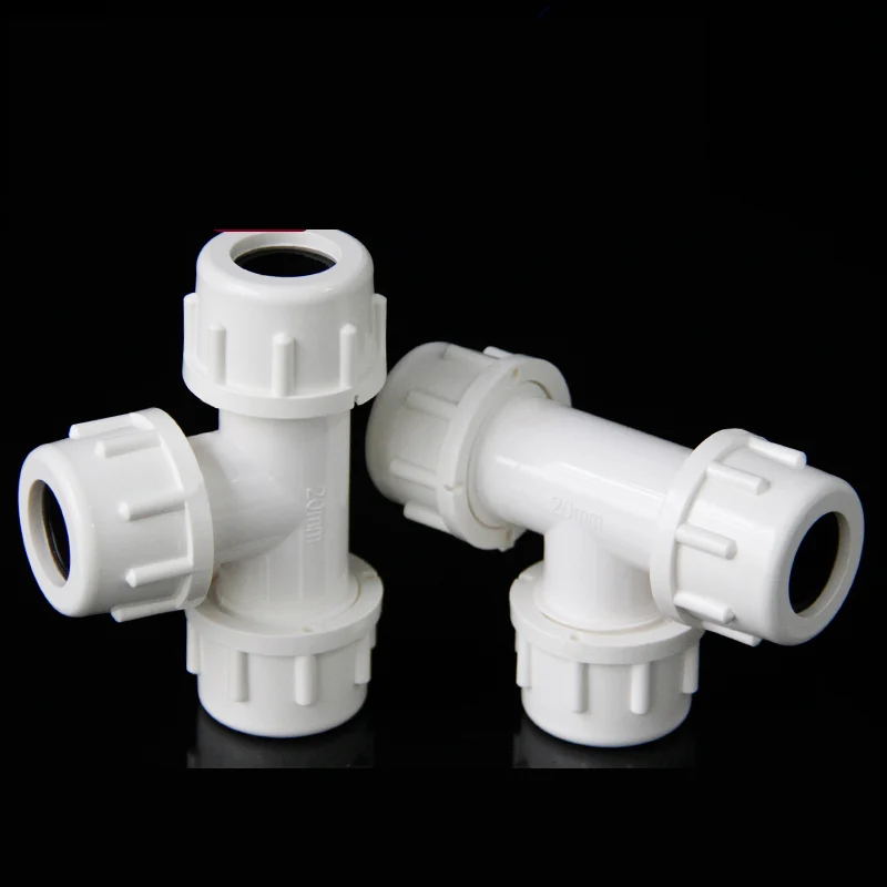 

PVC water supply pipe quick-connect three-way fast TEE fitting live connection water pipe repair 20 25 32 40 50mm