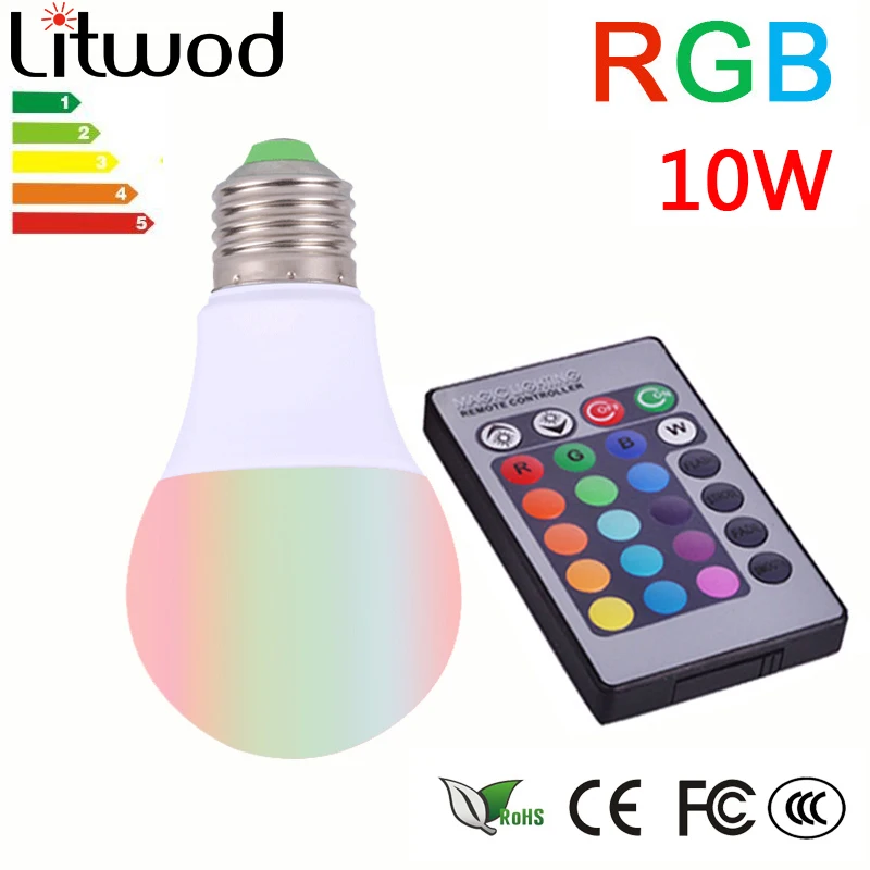 Litwod Z20E27 B22 светодио дный RGB волшебная лампа 5 Вт 10 Вт 85-265 В RGB светодио дный прожектор + ИК-пульт дистанционного управления и батареи