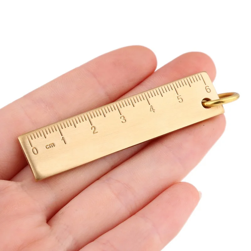 

High Quality Outdoor Camping Tools Ruler Brass Scale Portable Vintage Bookmarks Copper Ruler Mini EDC Tool for Hiking