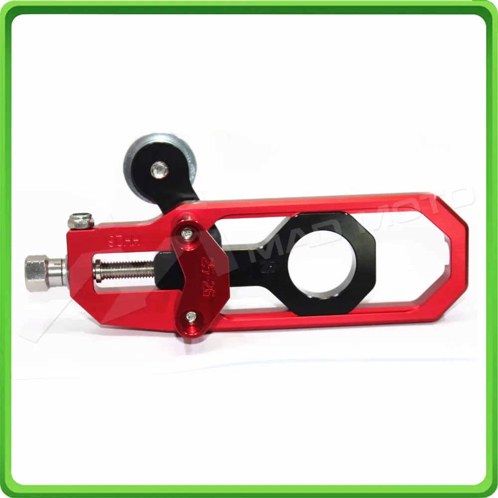 Aluminum motorcycle Chain Tensioner Adjuster with spool fit for YAMAHA R1 YZF R1 2015 2016 2017 YZF-R1 15 16 17 Red & Black (10)