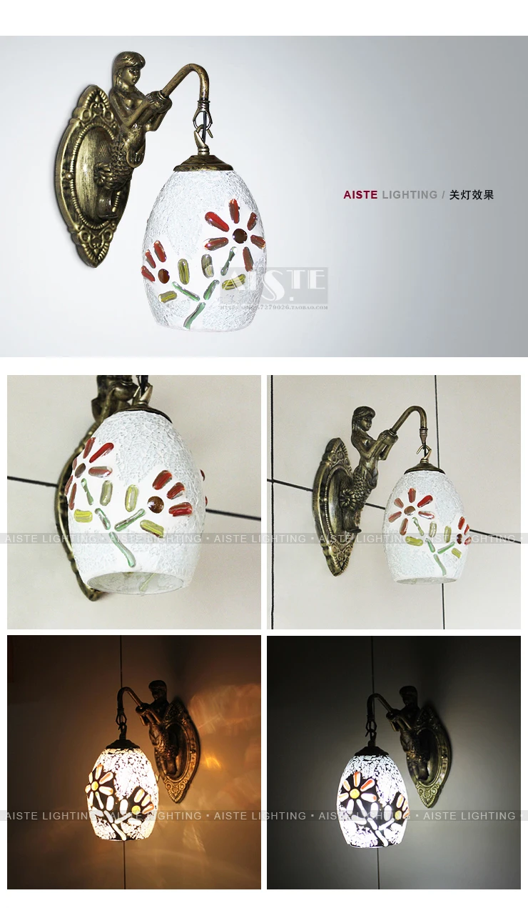Тиффани Мода Европейский Стиль Настенный светильник барокко Богемия зеркало свет деревенский кровать-освещение лампы