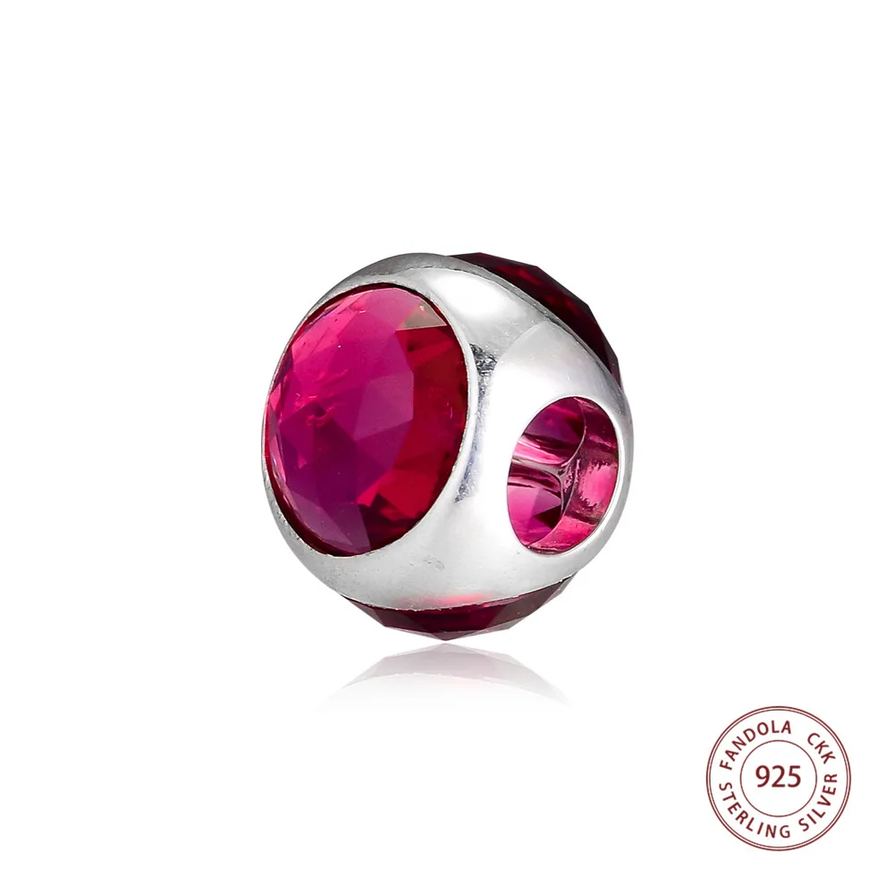Fit Pandora Подвески Браслеты стерлингового серебра 925 Сияющие капли Cerise кристаллические очаровательные бусины для изготовления ювелирных изделий Berloque
