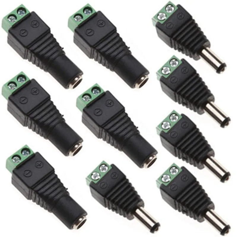 

Mayitr 5pair Male To Female DC Adapter High Quality DC Power Plugs Jack Adapter 2.1 X 5.5mm Connector For CCTV Security Camera