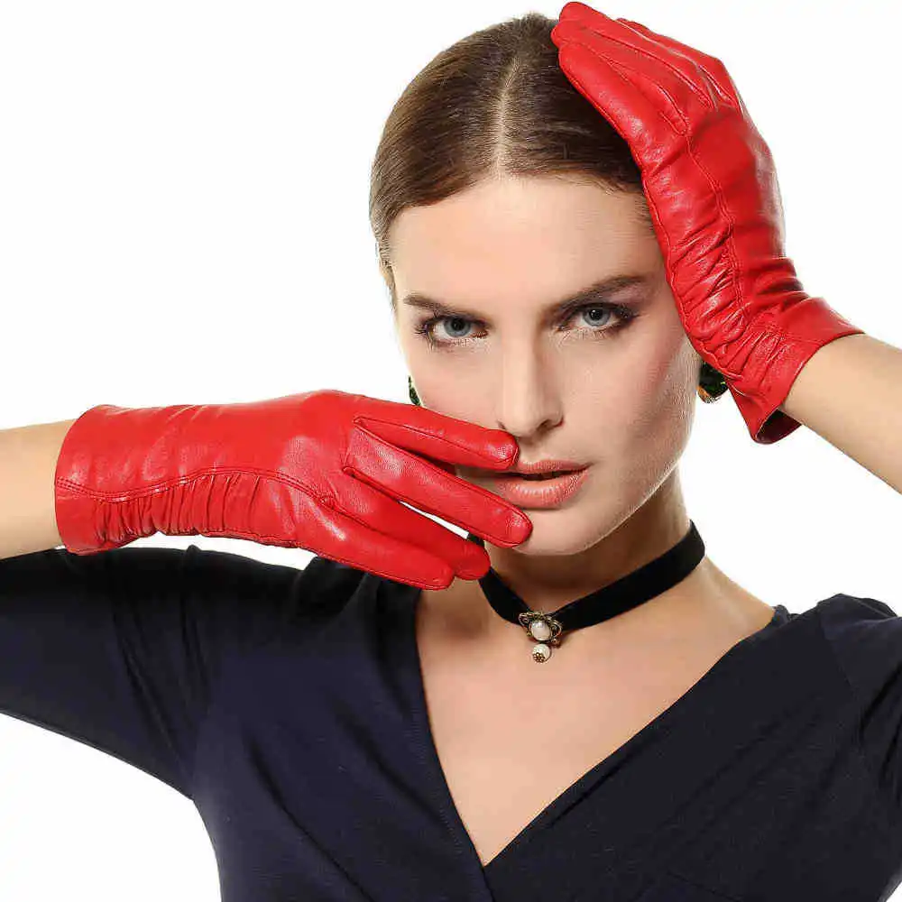 Hot Sale Women Genuine Leather Gloves Wrist Winter Goatskin Glove For Female 3 Colors Sheepskin Drivng Keep Warm L124NQ