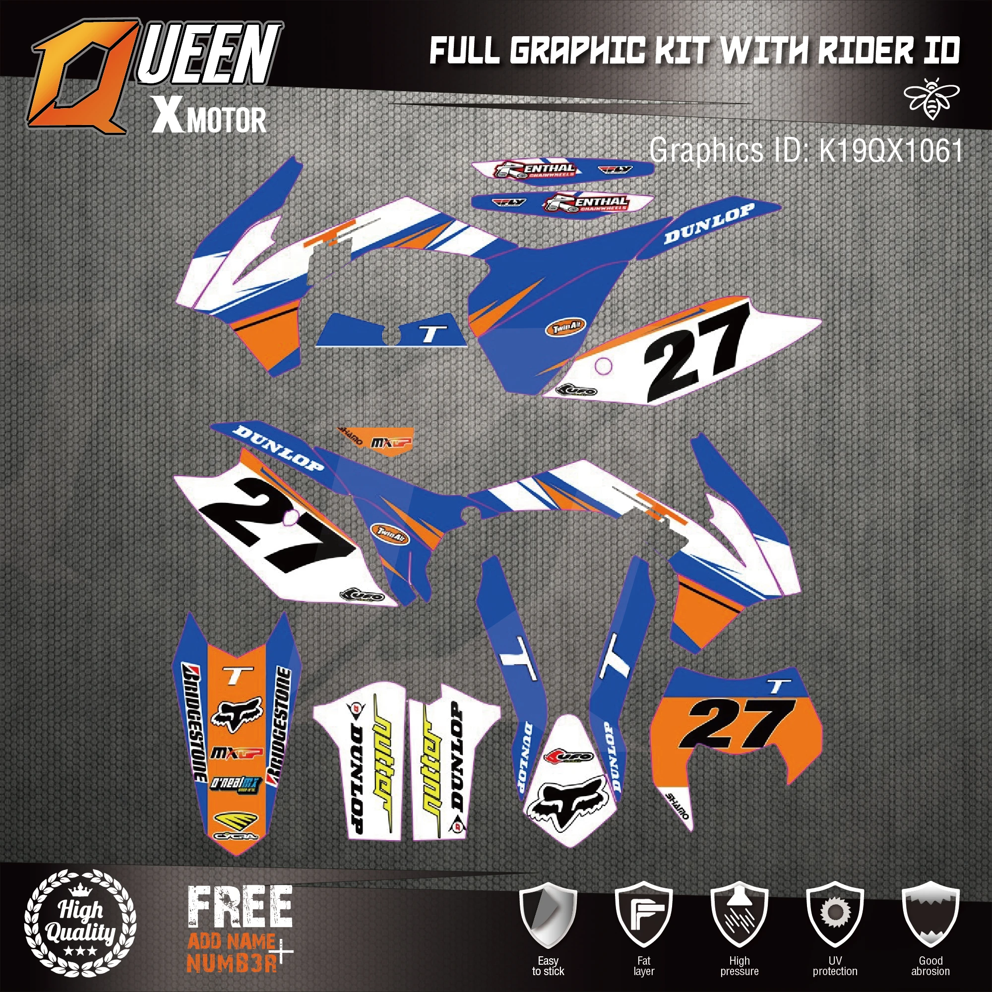 

Queen-X Custom Team Graphics Backgrounds Decals 3M Stickers Kit For KTM SXF 2013-2015 EXC 2014-2016 061