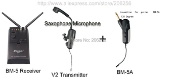 

Baomic Professional UHF Wireless Instrument System Microphone Receiver BM-5 Transmitter V2 For Saxophone +5A 135Angle For Guitar