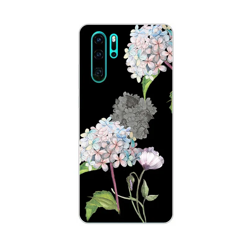 huawei p30 lite Case,Silicon bloom Flowers Painting Soft TPU Back Cover for huawei p30 pro Phone protect Bags shell
