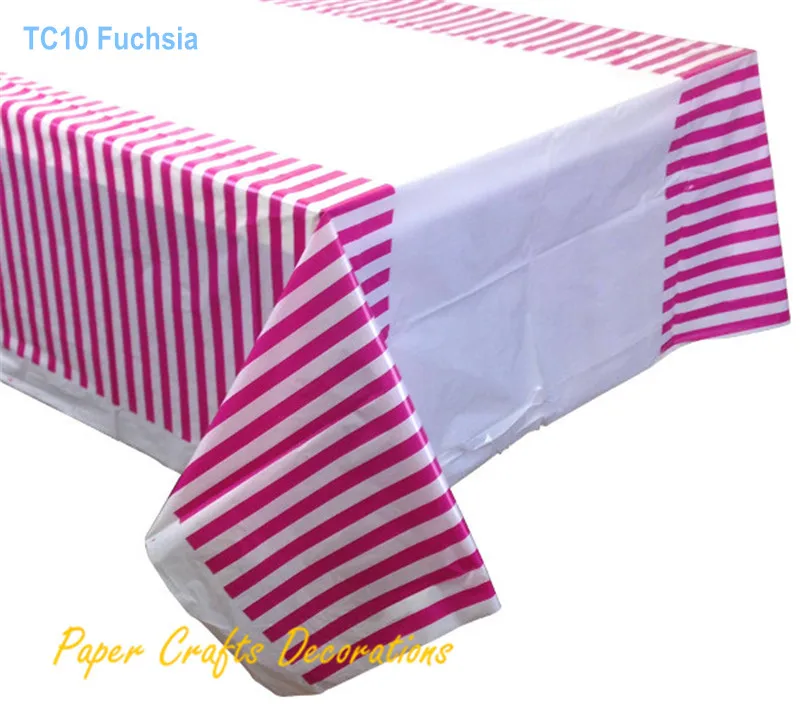 108 180cm 70 43 Fuchsia Striped Disposable Plastic Tablecloths Aliexpress