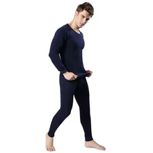 Herren winter warme thermal underwear pyjama 2 stück set verdicken pullover top und hosen