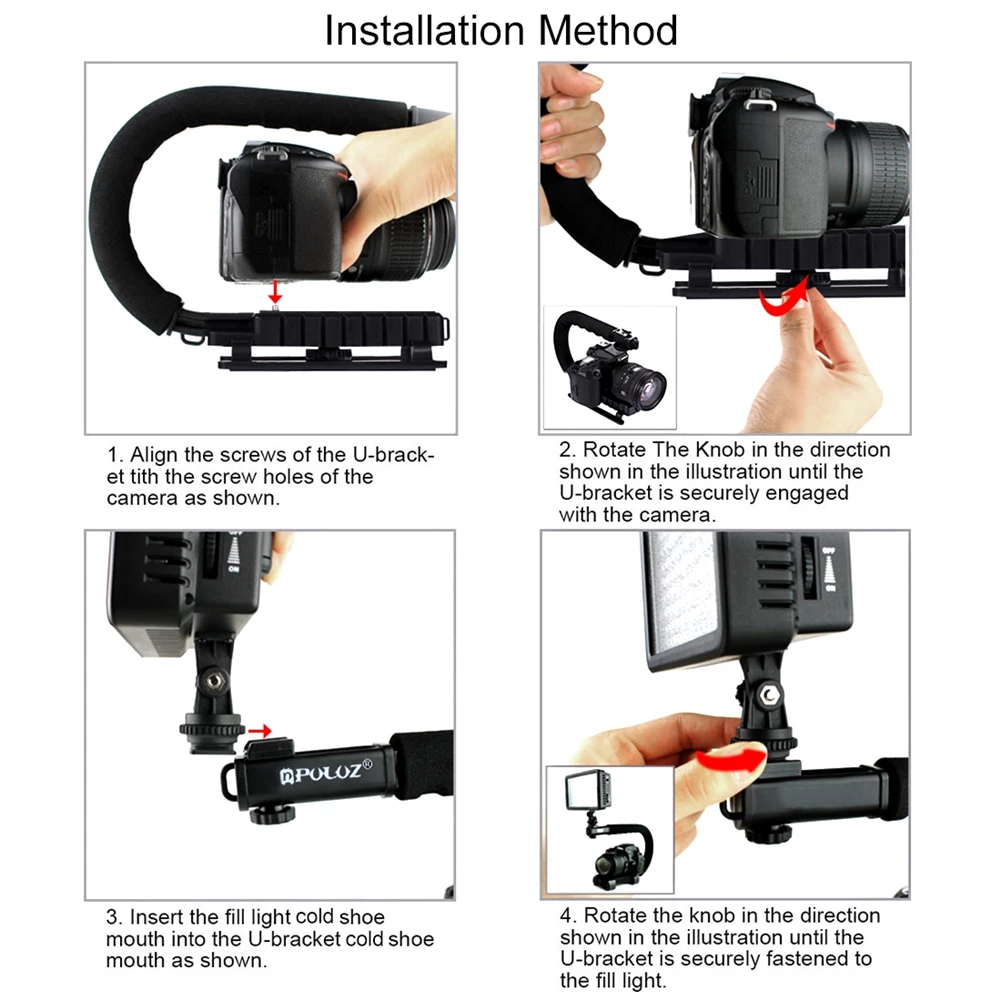 PULUZ U Grip тройной башмак крепление для видео экшн стабилизации ручка Rig iPhone 8 X Gopro