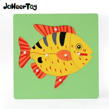 JaheerToy Детские деревянные игрушки для детей Монтессори ручной захват доска обучающая игрушка головоломки с животными 3D головоломка для детей