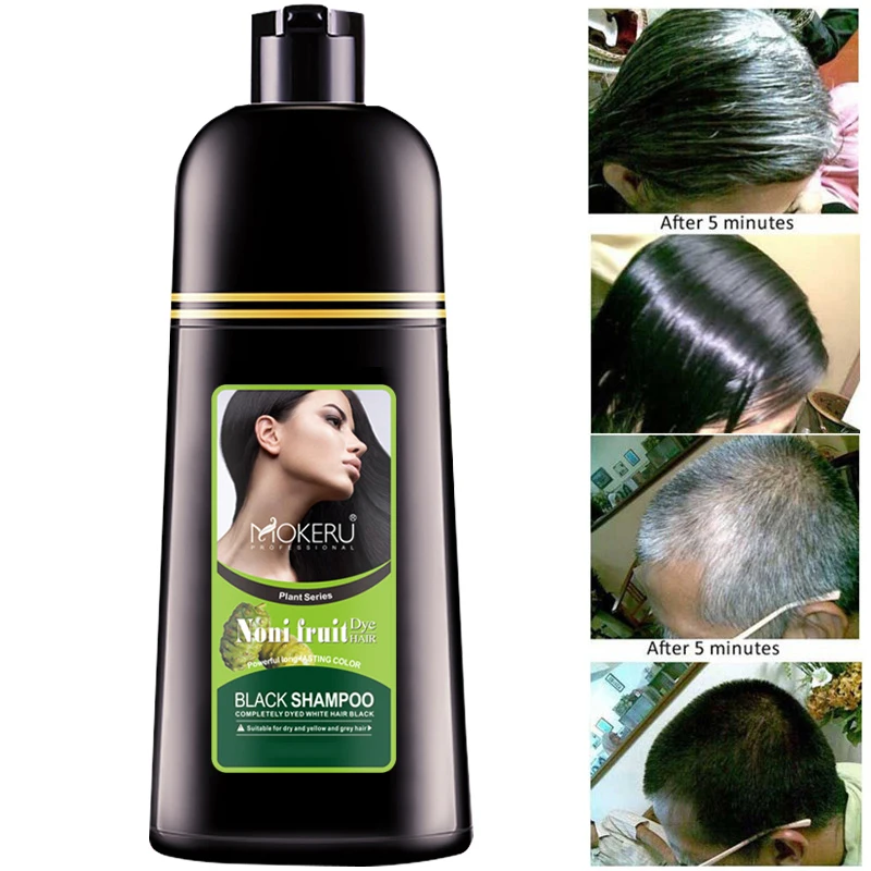 Permanente da Planta Tintura de Cabelo para a Mulher Cobrir os Cabelos Cor do Cabelo Mokeru Lote Atacado Orgânica Shampoo Noni Preta Brancos 3 Pçs - 4 3 Mokeru pçs lote Atacado Orgânica Shampoo