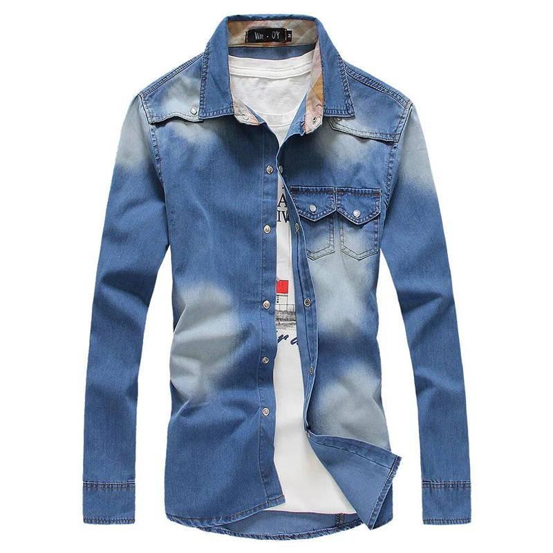Denim shirt men 2016 Clearance