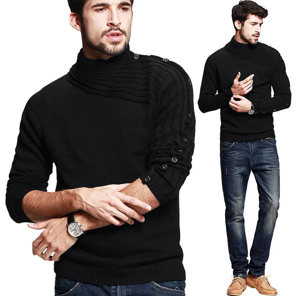 Мужские свитера и пуловеры, водолазка, однотонный пуловер, Мужская одежда, облегающий свитер, Vestidos Pull Homme Marque Sueter Hombre