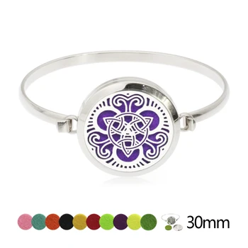 

Free 10 pads! 30mm Screw Round Locket 316 Stainless Steel Aromatherapy Oil Diffuser Perfume Locket Bracelet Bangles Women