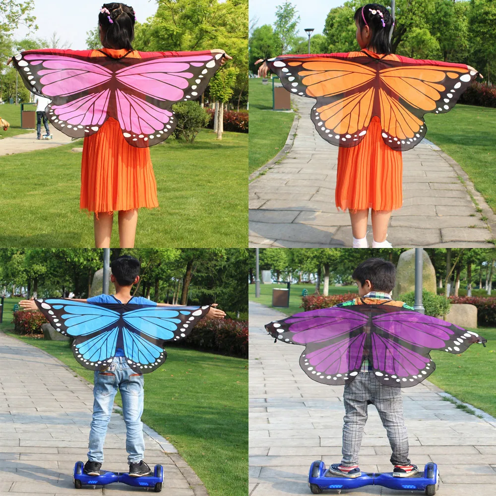 Детей бабочки платки Обувь для девочек Обувь для мальчиков Дети волшебные крылья бабочки фантазии Наряжаться костюм партии Ролевые игры