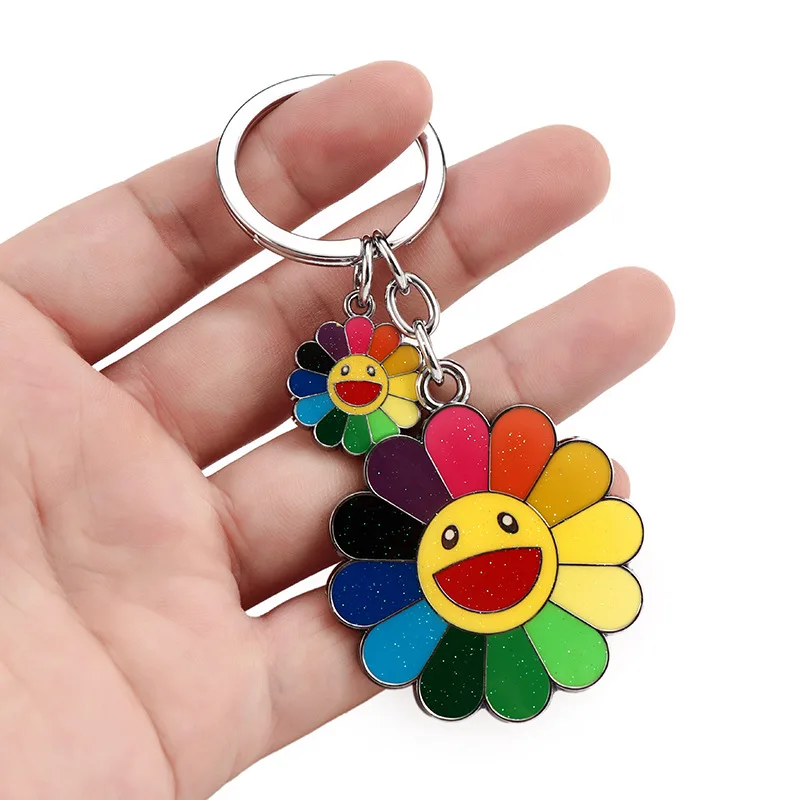 Милый Мураками Такаши Подсолнух художественный брелок модный разноцветный Подсолнух брелок сумка металлический ключ для авто кольцо модный ювелирный подарок