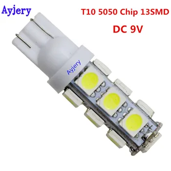 

AYJERY !! Super Bright 200PCS T10 5050 194 168 W5W 13 SMD 13 LED Light Bulb Auto Lighting Parking Reading Light 9V DC