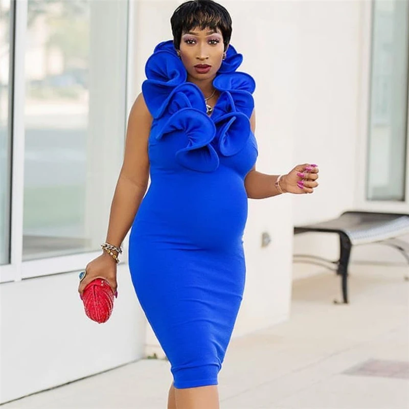 

Women Party Dress Bodycon Sexy Ruffles Patchwork Sleeveless Elastic Lady Clubwear Dinner Summer Night Tunic Femme Robe Plus Size