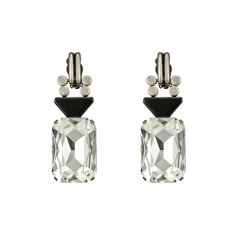 

European and American retro temperament exaggerated personality square gem earrings and ear nails