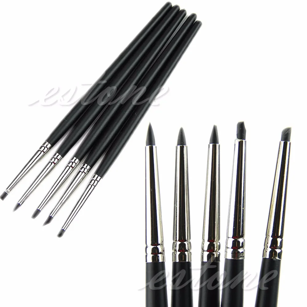 Set of 5pcs Silicone Rubber Shapers Polymer Clay Sculpting Fimo Modelling Tools