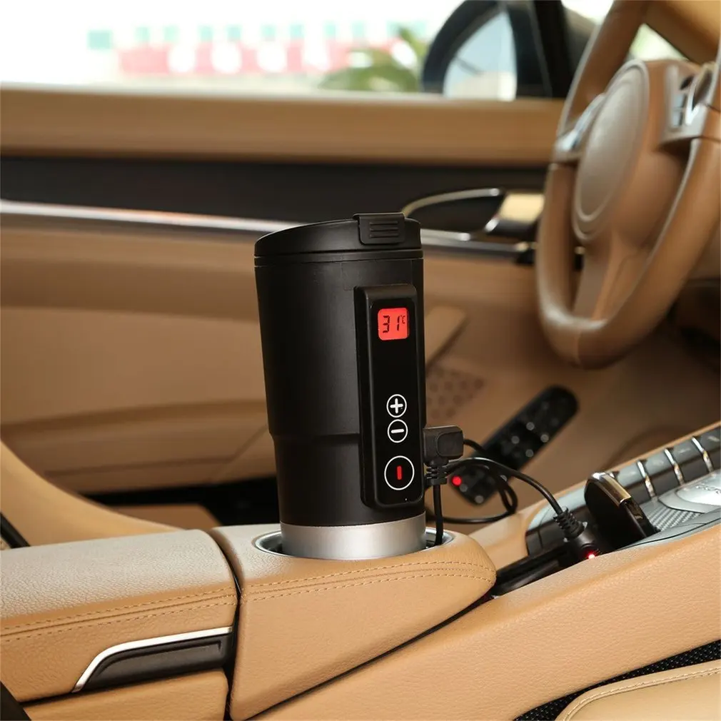  410ML Portable Intelligent Car Auto Heating Cup Adjustable Temperature Car Boiling Mug Digital Disp