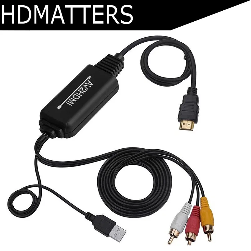 

Composite AV RCA to HDMI converter cable 1.8M 3-in-1 RCA in HDMI out for DVD STB HDTV