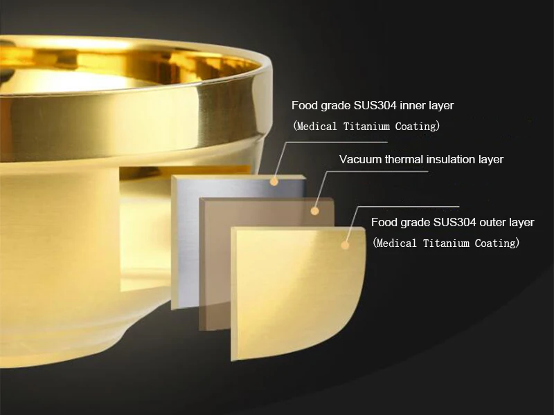 Творческий Отель Ресторан горячее золото 304 нержавеющая сталь чаша утолщенная двухслойная теплоизоляция и железостойкий ручной покрытием