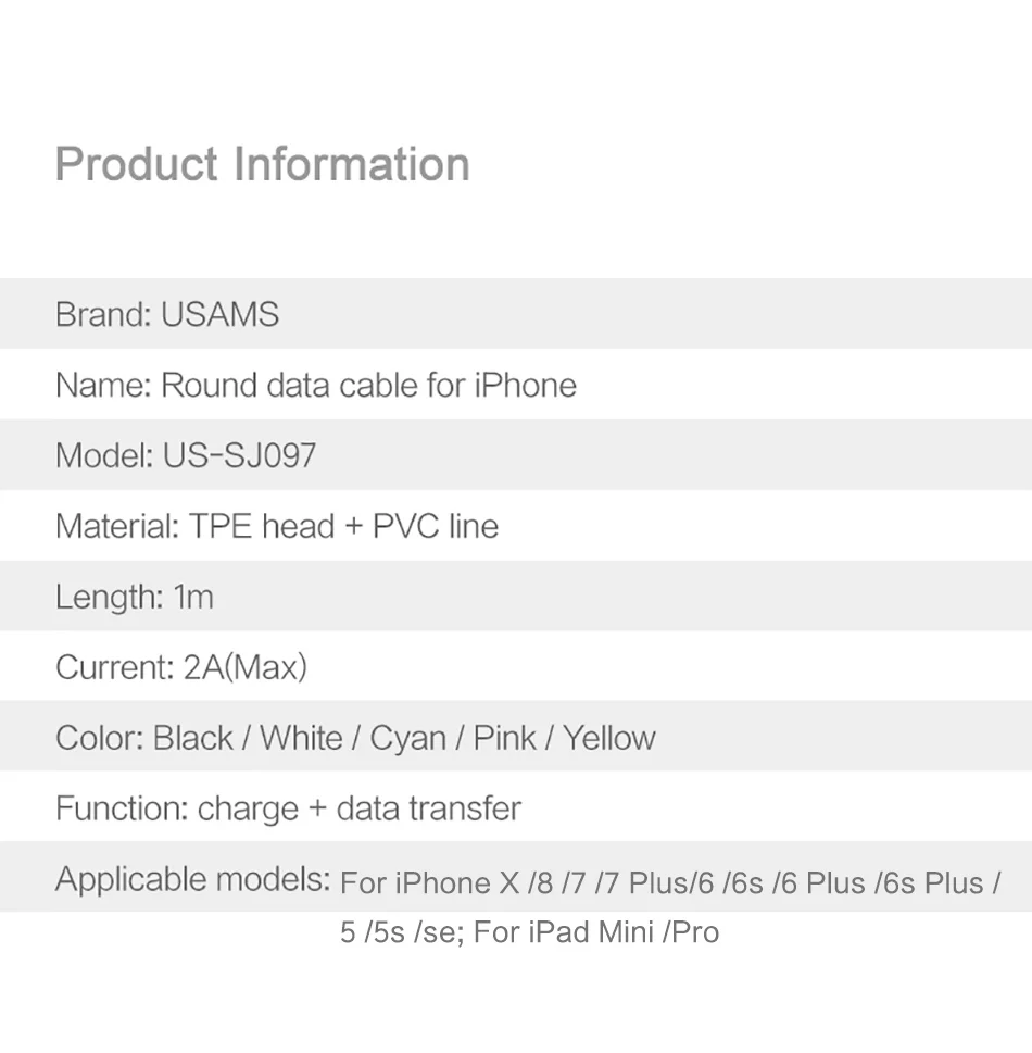 USB кабель для iphone кабель, 2A быстрой зарядки синхронизации данных адаптер Зарядное устройство для iPhone X 8 7 6 6S плюс 5 5S Ipad мобильного телефона кабели