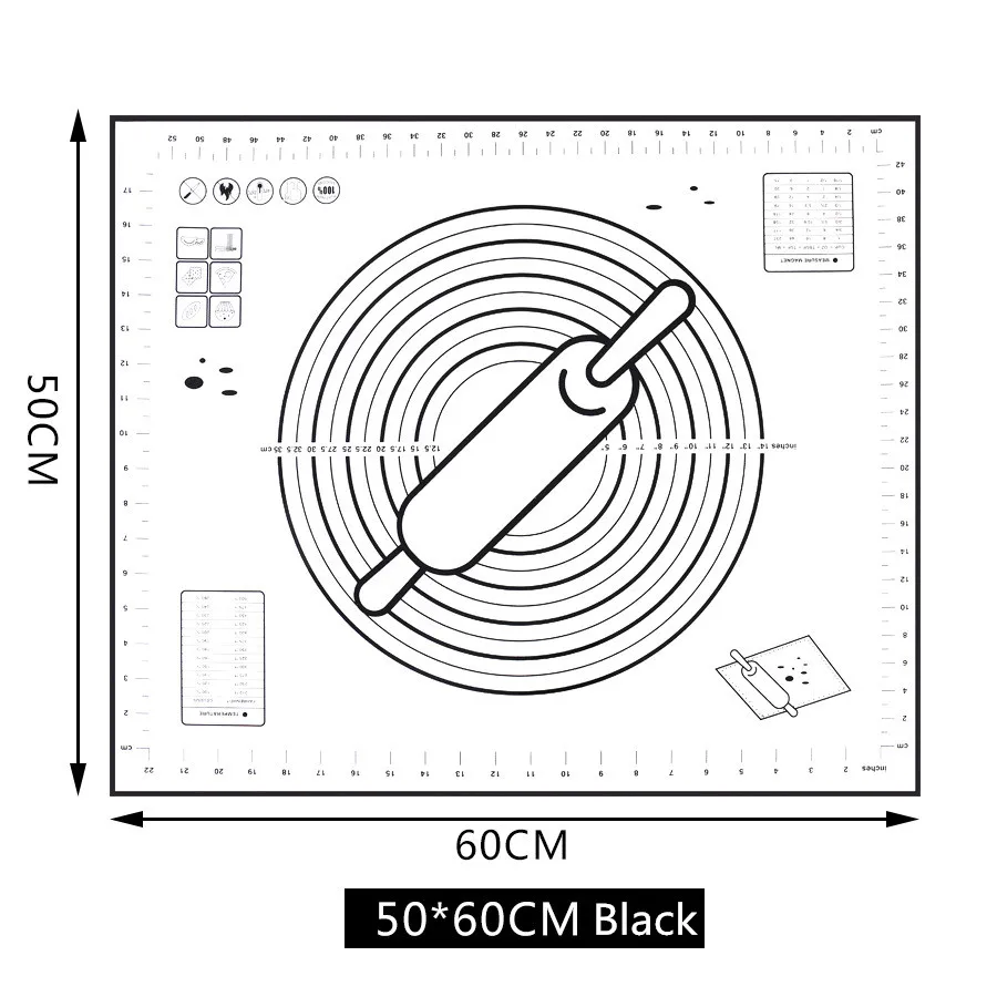 Большой размер антипригарный силиконовый коврик для выпечки многоразовый коврик для выпечки инструмент для выпечки 80*60 см/70*50 см/60*60 см/60*50 см